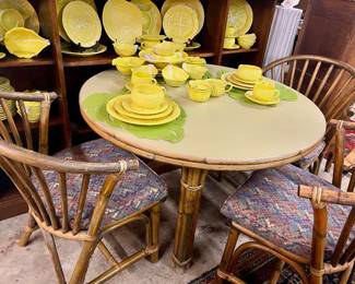 Vintage Bamboo Dining Set- table & 4 chairs