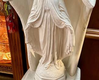 Virgin Mary Garden Statue on Pedestal