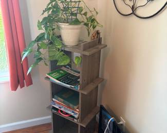 Small gray shelving unit