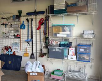 Launcher items, cleaning supplies, seasonal decor