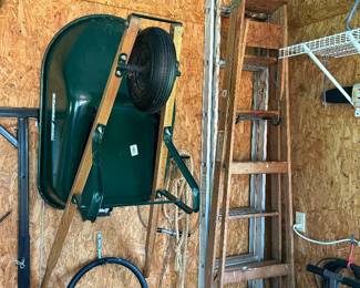 Ladders, stepstool, wheelbarrow