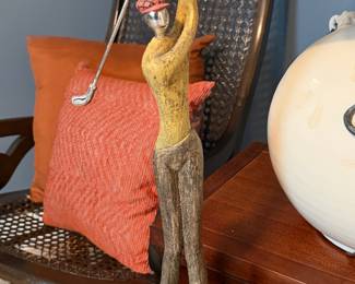 Vintage Stylized Golfer Figurine with Plaid Cap