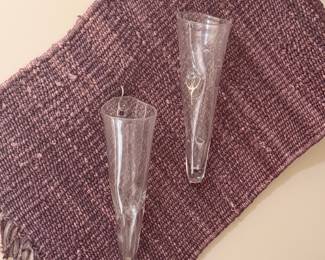 Vintage Clear Glass Cone Wall Pocket Vases