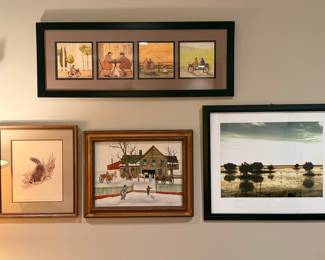 H. Hargrove "Blacksmith Store and Winter Landscape" Serigraph on Canvas