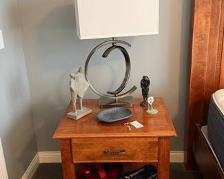 Abstract Metal Table Lamp with Drum Shade
