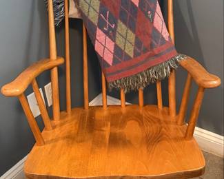 Vintage Nichols & Stone Co. Solid Maple Spindle Back Windsor Style Rocking Chair