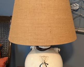 Vintage Ceramic Elephant Motif Table Lamp with Ring Pull