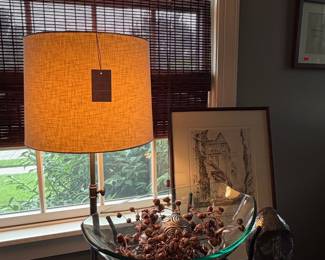 Decorative Glass Bowl on Metal Stand