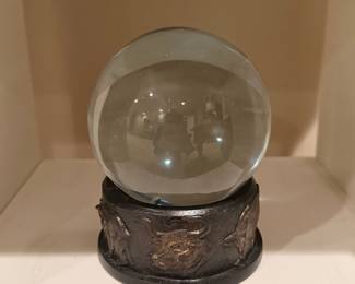 Vintage Crystal Ball with Taurus Zodiac Base