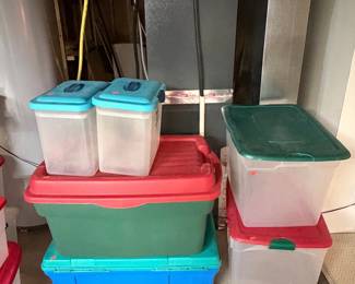 Assorted Plastic Storage Totes with Lids