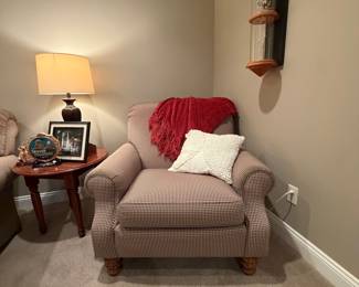 Traditional Upholstered Gingham Armchair