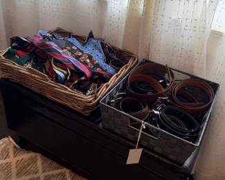 Collection of Assorted Men's Neckties and Leather Belts