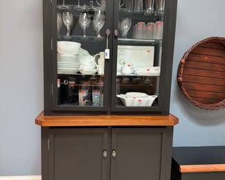 Refinished Two-Tone Farmhouse Kitchen Hutch