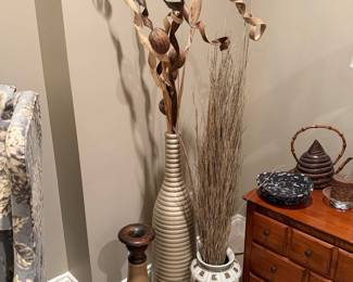 Decorative Floor Vase Trio with Dried Botanicals