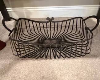 Vintage Wrought Iron Fleur-de-Lis Wire Basket