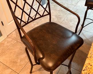 Linon Home Decor Lattice Back Swivel Bar Stool with Faux Leather Seat