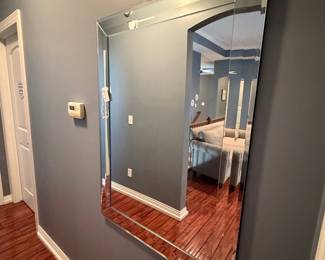 Large Rectangular Beveled Wall Mirror with Angled Bevels