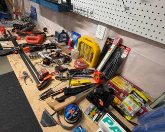 Assorted Home Improvement Hardware, Hand Tools, and Workshop Supplies Lot