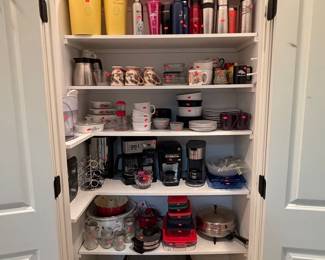 Assorted Kitchen Pantry and Small Appliance Collection with Emphasis on Organizers and Storage