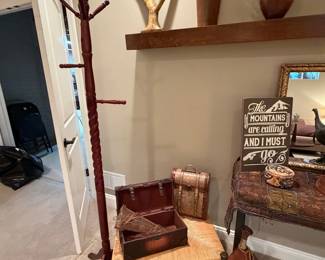 Antique Mahogany Barley Twist Hall Tree