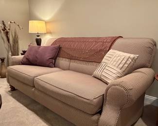 Traditional Rolled Arm Check Upholstered Sofa