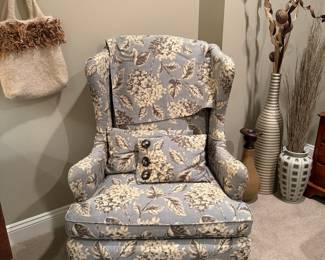 Floral Upholstered Wingback Accent Chair