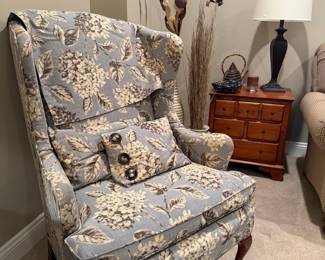 Floral Upholstered Wingback Accent Chair
