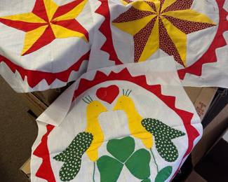 Quilted unfinished pieces. Hex signs