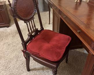 #1 - $1,650 - Burl Rosewood walnut king size bed - 2 night chests -22x20x16 Vanity 64Lx29 1/2"x19D with mirror & chair & (2) 3 drawer dresser 37Lx29Tx18 with Restonic mattress - clean