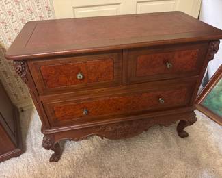 #2A -$450 - Burl Rosewood (2) 3 drawer dresser 37Lx29Tx18