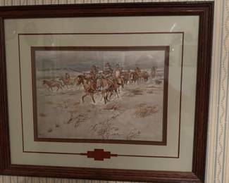 #8 - $50 -Charles M. Russell "Indian Trek" vintage print 21x17