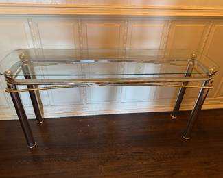 #31- $90 -Matching console Modern silver/gold 51Lx25Tx14D