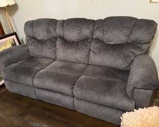 #32 - $200 -Double recliner microsuede. Grey 86x36x54