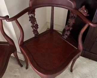 #38 - $100 EACH - Asian rosewood & burl corner chair (2 Available)
