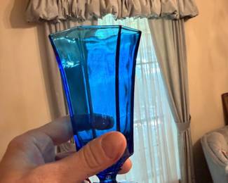 Blue footed water glass set