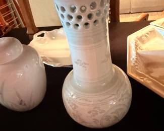 Gorgeous hand painted vase with cut outs (sort of like another brand )