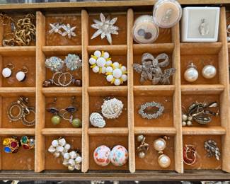 Large assortment of vintage earrings. Trifari, Monet, Joan Rivers, Japan