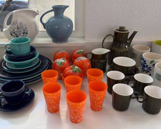 Fiestawear and assorted Mid century glasswear