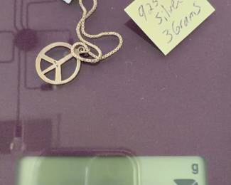 925 silver necklace and peace pendant