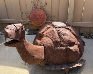 Large metal turtle sculpture