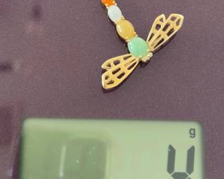 14 kt and mixed cabochon pin