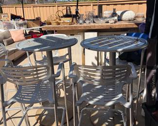 High top aluminum tables and chairs, originally at Petco park