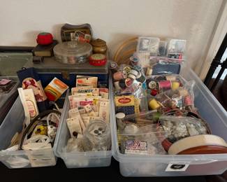 Sewing, buttons, thread. Antique and vintage.