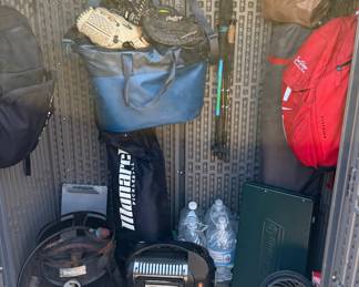 Assorted camping and sports equipment