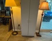 Cabinet white two floor lamps