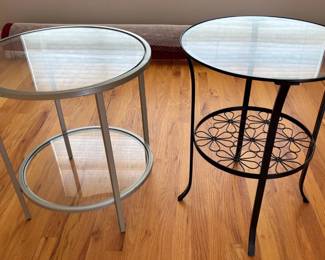 Pair Of Metal And Glass Topped Occasional Tables