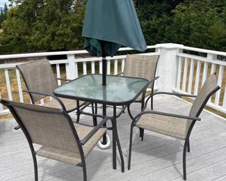 Metal Outdoor Table Four Chairs With Umbrella