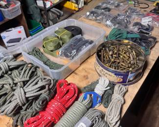 rope, brass hardware, caribiner, hooks