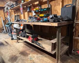 workbench with heavy duty steel legs