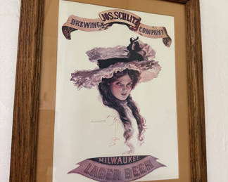 Lot 28: Framed Vintage Schlitz Milwaukee Lager Beer Advertisement